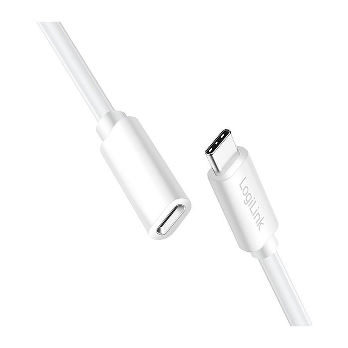 LogiLink Cable USB 2.0 Type-C C/M a C/F 100W 1 m Blanco