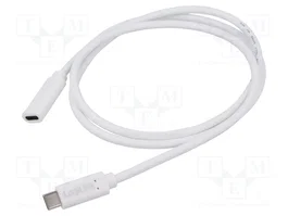 LogiLink Cable USB 2.0 Type-C C/M a C/F, 100W, 1 m, blanco