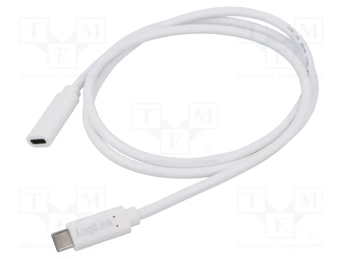 LogiLink Cable USB 2.0 Type-C C/M a C/F, 100W, 1 m, blanco LogiLink Cable USB 2.0 Type-C C/M a C/F, 100W, 1 m, blanco
