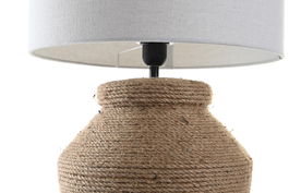 DKD Home Decor Lampara Sobremesa Cottage Marron Beige 38 x 59 x 38 cm Gres Lino