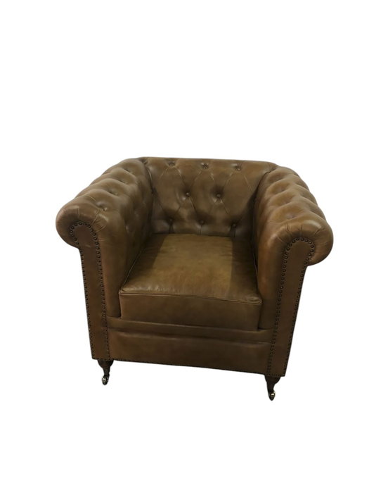 DKD Home Decor Sillón Chester Cuero Envejecido Marrón