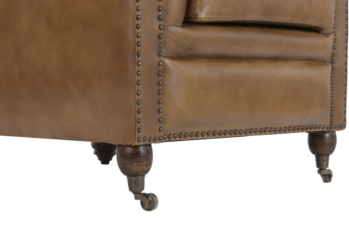 DKD Home Decor Sillón Chester Cuero Envejecido Marrón