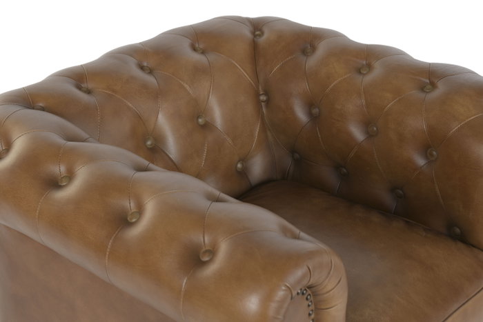 DKD Home Decor Sillón Chester Cuero Envejecido Marrón