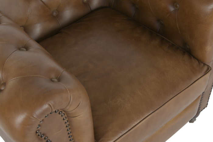 DKD Home Decor Sillón Chester Cuero Envejecido Marrón