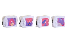 DKD Home Decor Neceser Urban Love is in the air 23 Multicolor Blanco Canvas 6 x 12 x 15 cm (4 Unidades)