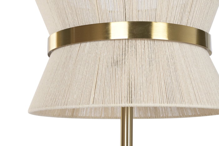 DKD Home Decor Lámpara de Pie Metal e Hilo Dorado y Crudo 40x40x157 cm