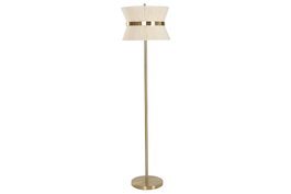 DKD Home Decor Lámpara de Pie Metal e Hilo Dorado y Crudo 40x40x157 cm