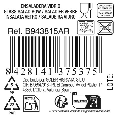 Inde Ensaladera Diamond Ø22 cm (6 Unidades)