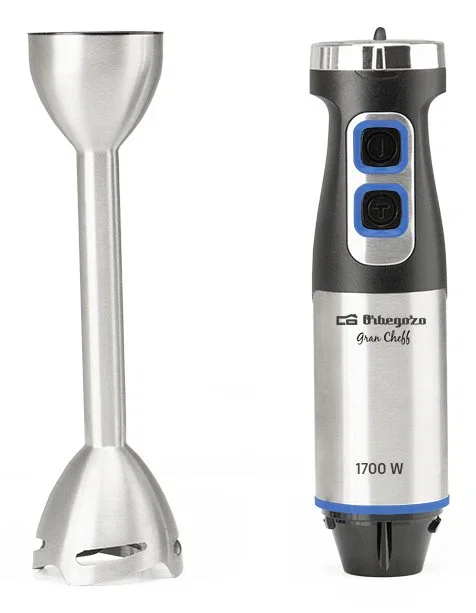 Orbegozo BT 3017 Batidora de Inmersión 1700W, Negro y Acero Inoxidable, Velocidad Ajustable con Función Turbo, Brazo Desmontable, Incluye Vaso Mezclador de 900ml