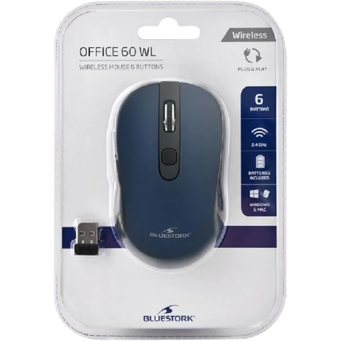 Bluestork Ratón Inalámbrico 2.4 GHz 6 Botones Azul