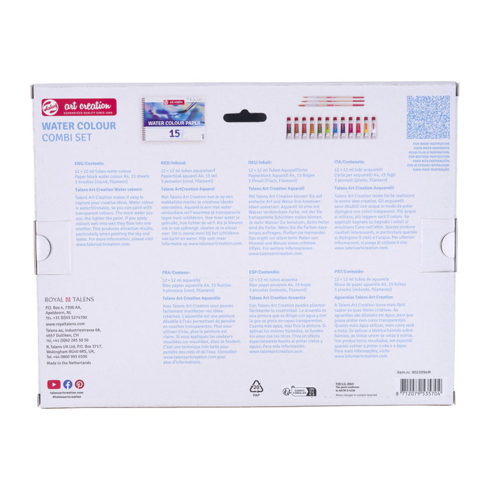 Talens Art Creation Combiset Papel Acuarela (9022094M) sitting on a professional base