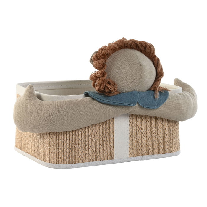 DKD Home Decor Set de 2 Cestas de Fibra Trenzada de Algodón Natural y Verde