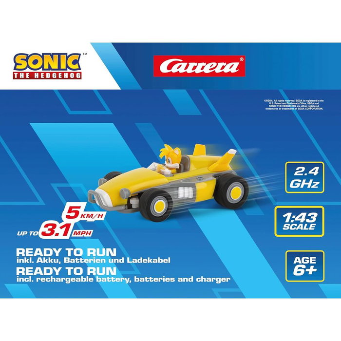 Carrera Sonic the Hedgehog Coche Teledirigido Tails Racing RC 1:43