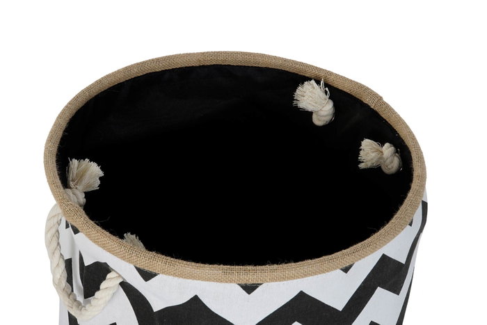 DKD Home Decor Cesta Poliéster y Yute Zig Zag Blanco y Negro 38x38x45 cm DKD Home Decor Cesta Poliéster y Yute Zig Zag Blanco y Negro 38x38x45 cm