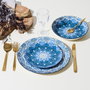 Home Deco Factory Vajilla 12 Piezas Porcelana Apto Lavavajillas, Diseño Mandala Azul, Incluye 4 Platos de 19, 20 y 27 cm