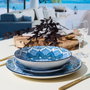 Home Deco Factory Vajilla 12 Piezas Porcelana Apto Lavavajillas, Diseño Mandala Azul, Incluye 4 Platos de 19, 20 y 27 cm