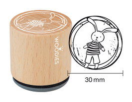 Woodies Sello de madera y caucho conejito 33x30mm