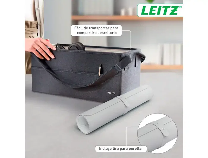 Leitz Alfombrilla de Escritorio Grande 80x40 cm Gris Claro, Protector de Escritorio Impermeable y Fácil de Limpiar, Compatible con Ratones Ópticos y Láser