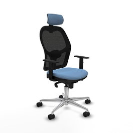 PIQUERAS Y CRESPO Silla de oficina Jorquera con mecanismo Sincro, tela Azul cielo y malla Negro