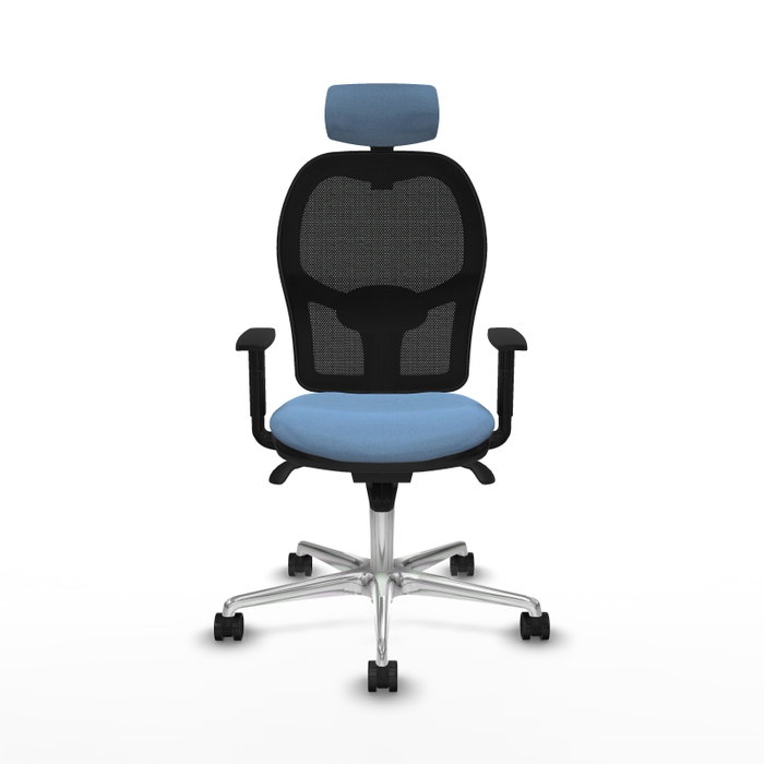PIQUERAS Y CRESPO Silla de oficina Jorquera con mecanismo Sincro, tela Azul cielo y malla Negro PIQUERAS Y CRESPO Silla de oficina Jorquera con mecanismo Sincro, tela Azul cielo y malla Negro