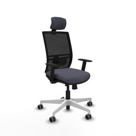 PIQUERAS Y CRESPO Silla de oficina Yunquera con mecanismo Sincro/Traslack, Gris oscuro y Negro