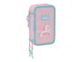 Safta Plumier Escolar Triple Cremallera Glowlab Kids - 37 Piezas, Dimensiones 195x125x55 mm