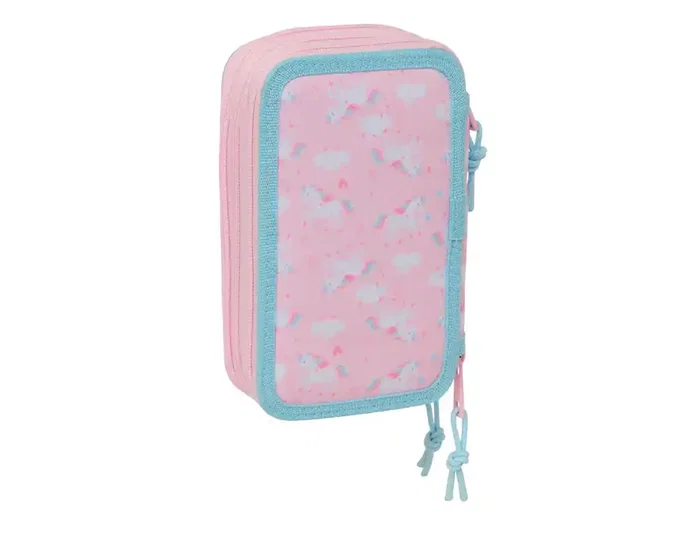 Safta Plumier Escolar Triple Cremallera Glowlab Kids - 37 Piezas, Dimensiones 195x125x55 mm