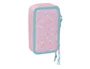 Safta Plumier Escolar Triple Cremallera Glowlab Kids - 37 Piezas, Dimensiones 195x125x55 mm