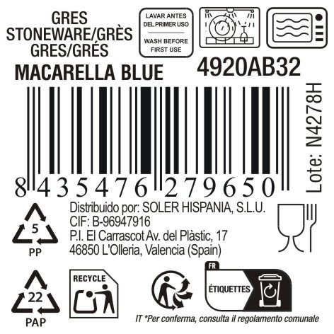 La Mediterranea Taza Macarella Blue 100ml (Pack de 48 unidades)माही