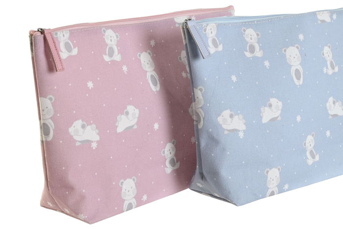DKD Home Decor Neceser Sweet Baby 23 Rosa Azul 8 x 21 x 33 cm (2 Unidades) Impermeable