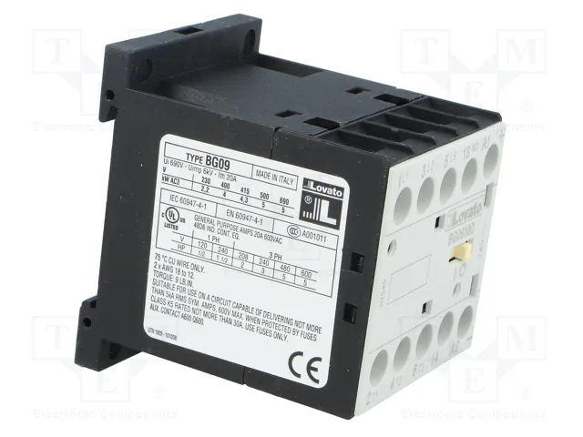 LOVATO ELECTRIC Contactor BG 3-polar 9A 24VDC