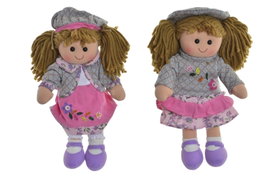 DKD Home Decor Set de 2 Muñecas de Peluche con Gorra, Rosa y Lila