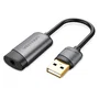 Vention CDJHB Tarjeta de Sonido Externa USB 2.1 Canales, 16-bit/48kHz, Conversor A/D, Jack 3.5mm Hembra, Color Gris, Compatible con Windows y Mac