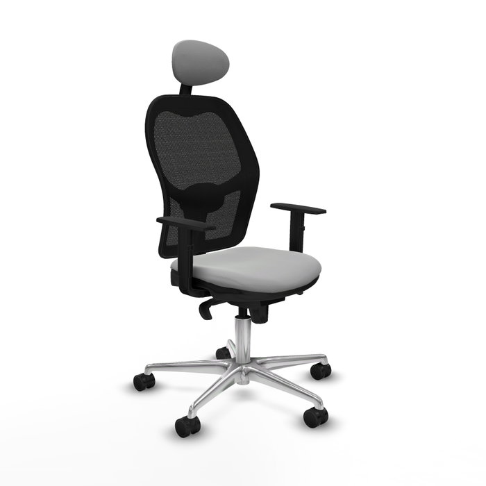 PIQUERAS Y CRESPO Silla de oficina Jorquera con mecanismo Sincro, Similpiel Gris claro y Malla Negra PIQUERAS Y CRESPO Silla de oficina Jorquera con mecanismo Sincro, Similpiel Gris claro y Malla Negra