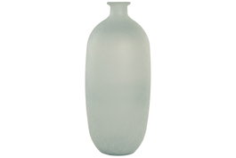 DKD Home Decor Jarrón de Cristal Reciclado Glaseado Azul Celeste 19x19x45 cm