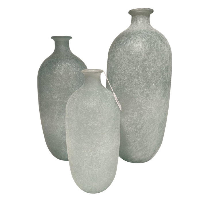 DKD Home Decor Jarrón de Cristal Reciclado Glaseado Azul Celeste 19x19x45 cm DKD Home Decor Jarrón de Cristal Reciclado Glaseado Azul Celeste 19x19x45 cm