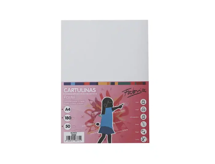Fabrisa Cartulina Blanca A4 180g Pack de 50 Hojas
