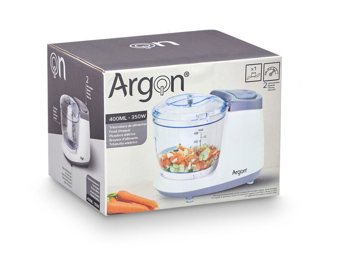 Argon Trituradora Blanca 350W 2 Velocidades 2 Cuchillas 400ml 18 x 14.5 x 11 cm (Set de 6)