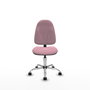 Silla de oficina Algarra con mecanismo Contacto permanente básico tapizada con Tela color Rosa. Equipada con Base cromada, Sin brazos y Ruedas de nailon 50 mm