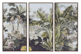 DKD Home Decor Set de 3 Cuadros Tropicales en Lienzo 180x120 cm