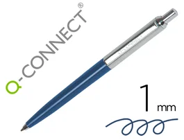 Q-connect Bolígrafo Premium Metálico Retráctil con Clip Azul 1 mm