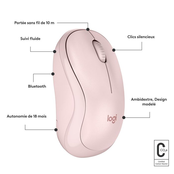 Logitech M240 Silent Ratón Bluetooth Inalámbrico Silencioso, 90% Menos Ruido, 18 Meses Batería, Ambidestro, para Windows, macOS, iPadOS, Android, Chromebook - Graphite/Rosa/Blanco Logitech M240 Silent Ratón Bluetooth Inalámbrico Silencioso, 90% Menos Ruido, 18 Meses Batería, Ambidestro, para Windows, macOS, iPadOS, Android, Chromebook - Graphite/Rosa/Blanco