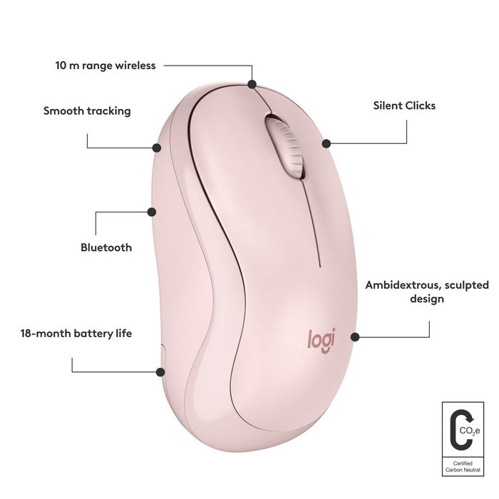 Logitech M240 Silent Ratón Bluetooth Inalámbrico Silencioso, 90% Menos Ruido, 18 Meses Batería, Ambidestro, para Windows, macOS, iPadOS, Android, Chromebook - Graphite/Rosa/Blanco Logitech M240 Silent Ratón Bluetooth Inalámbrico Silencioso, 90% Menos Ruido, 18 Meses Batería, Ambidestro, para Windows, macOS, iPadOS, Android, Chromebook - Graphite/Rosa/Blanco