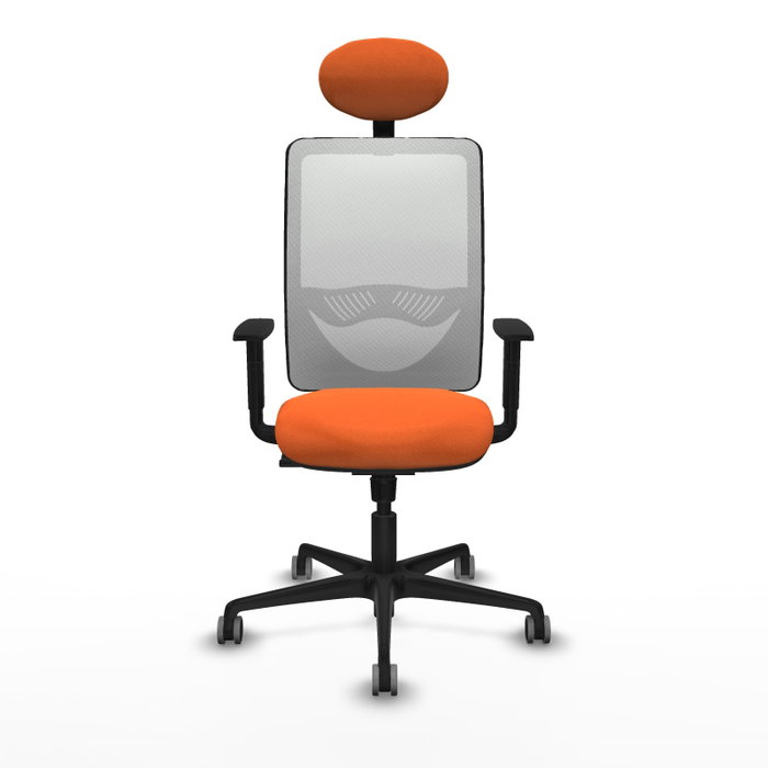PIQUERAS Y CRESPO Silla de oficina Zulema con Mecanismo Sincro, Tela Naranja y Malla Blanca