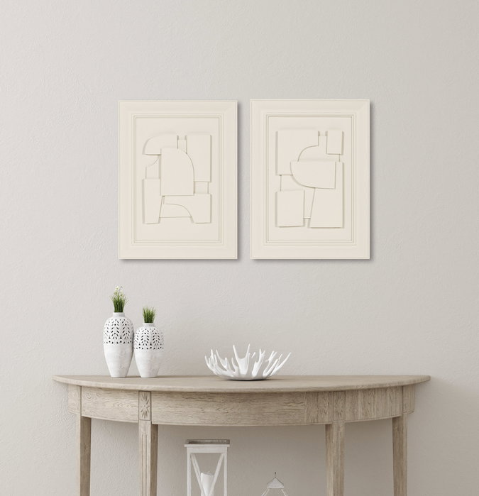 DKD Home Decor Cuadro Lienzo Abstracto 3D Beige Set de 4