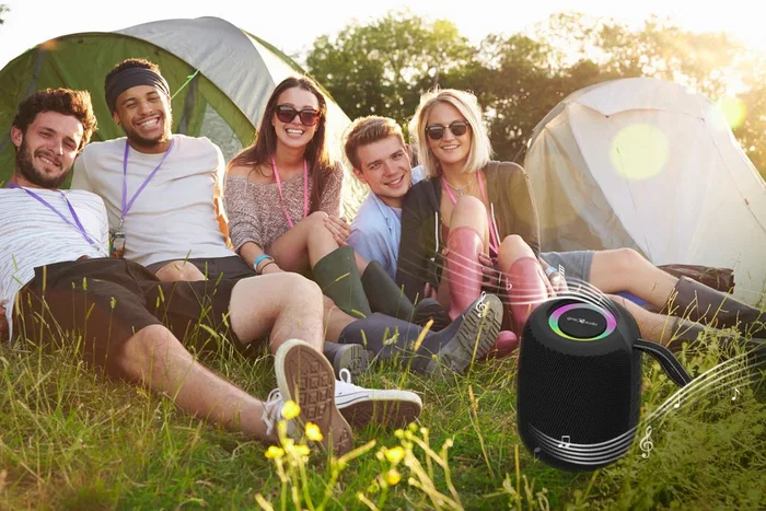 Gembird Altavoz Bluetooth Portátil SPK-BT-LED-05-BK para Fiestas con Luces LED RGB, Micrófono, Radio FM, Entrada USB/AUX, TWS, Batería Recargable, Negro