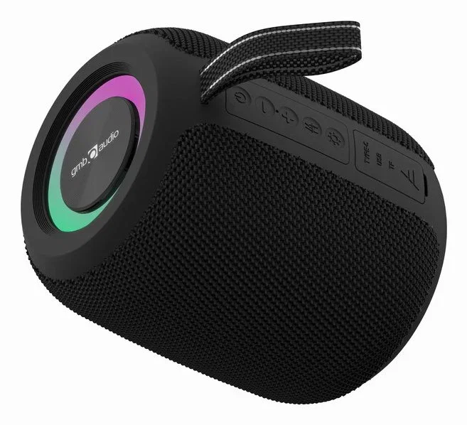 Gembird Altavoz Bluetooth Portátil SPK-BT-LED-05-BK para Fiestas con Luces LED RGB, Micrófono, Radio FM, Entrada USB/AUX, TWS, Batería Recargable, Negro