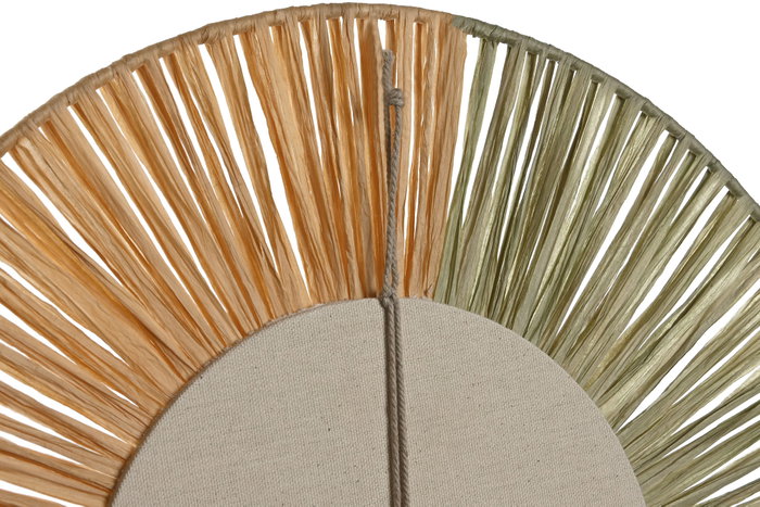 DKD Home Decor Espejo de Rafia y Cristal Natural y Verde 40x40 cm