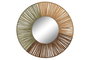 DKD Home Decor Espejo de Rafia y Cristal Natural y Verde 40x40 cm
