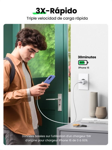 UGREEN 60450 Cargador Rápido USB C 20W Power Delivery 3.0 Blanco Universal Interior UGREEN 60450 Cargador Rápido USB C 20W Power Delivery 3.0 Blanco Universal Interior